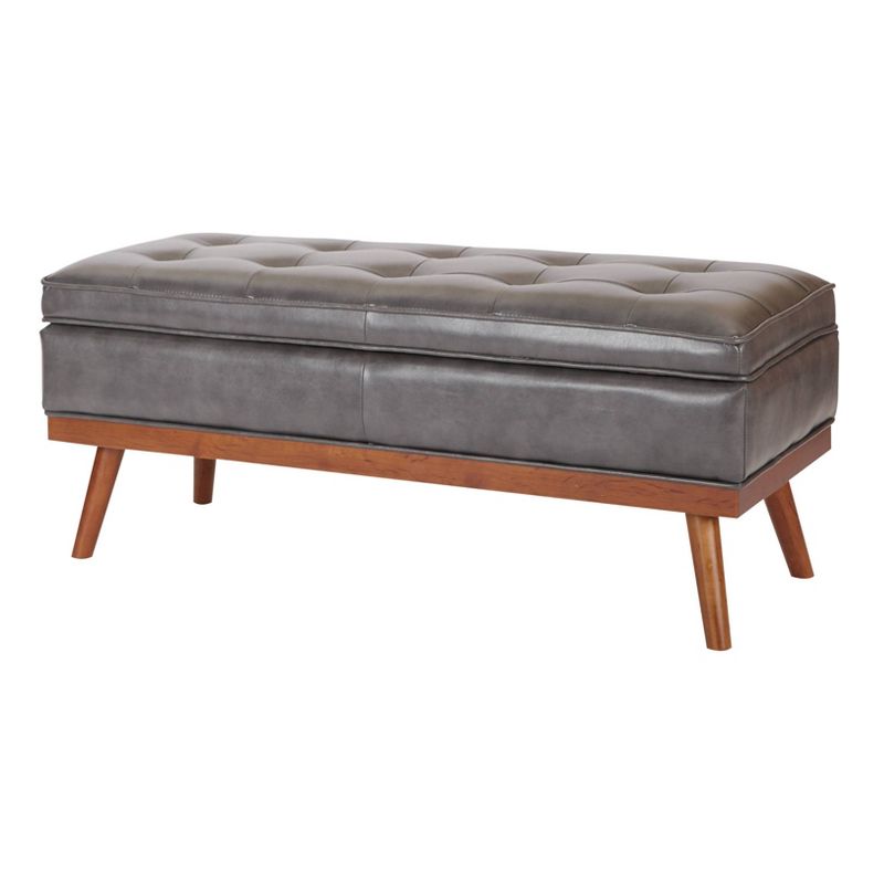 Katheryn Bonded Leather Storage Bench Pewter - OSP Home Furnishings, 6 of 8