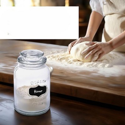 Clear Lead-Free Glass Cylindrical Canisters Set with Screw Top Lids