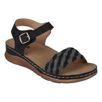 Gc Shoes Coretta Black 7.5 Embellished Slingback Wedge Sandals : Target