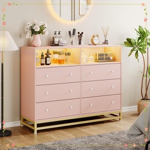 Dresser for Bedroom, Wood Dresser with Charging Station and LED Lights - 1 of 4