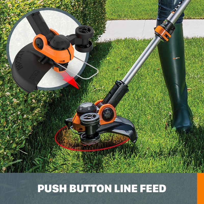 Worx WG162 20V Power Share 12" Cordless Battery Powered String Trimmer & Lawn Edger (Includes, Light Weight Weed Wacker, DoubleHelix Spool Line,, 5 of 14