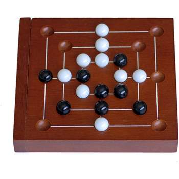 WE Games Nine Men's Morris Wooden Travel Game with Marbles - 5 inch Travel Size