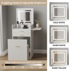 Small Vanity Desk Set with Flip-top Mirror and Lights White Compact Integrated Makeup Table with Storage Chair for Small Space - image 4 of 4