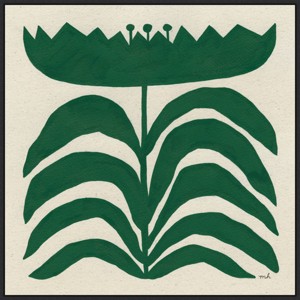 30" x 30" Delighted Floral III Emerald by Moira Hershey Framed Canvas Wall Art Print - Amanti Art - 1 of 4