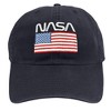 Nasa American Flag Worm Logo Adult Dad Cap Navy OS - 2 of 4