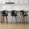 Bekrvio 26" Swivel Counter Height Bar Stools Set of 1/2/3/4,Faux Leather Upholstered Bar Chairs with Back & Arm for Kitchen Island,Black - 2 of 4