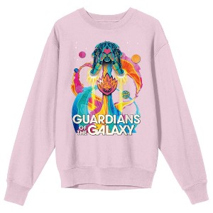 Guardians Of The Galaxy Vol. 3 Colorful Space Shape Crew Neck Long Sleeve Cradle Pink Adult Sweatshirt - 1 of 2