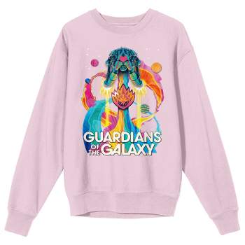 Guardians Of The Galaxy Vol. 3 Colorful Space Shape Crew Neck Long Sleeve Cradle Pink Adult Sweatshirt