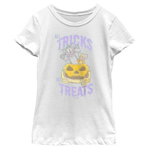 Girl's Tom and Jerry All Tricks No Treats T-Shirt - 1 of 4