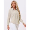 INSPIRE CHIC Women's Contrast Collar Chiffon Long Sleeve Work Office Blouse - 2 of 4