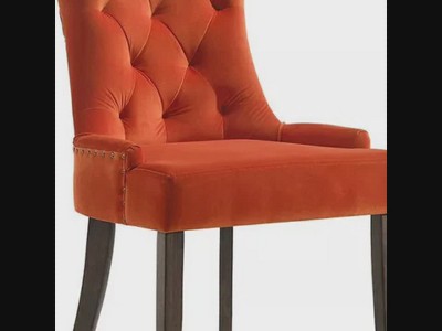 Green Velvet Upholstered Side Chair with Espresso Wood Legs