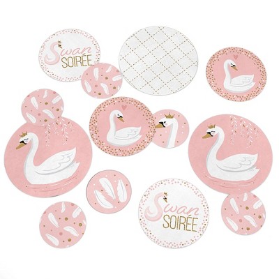 Big Dot of Happiness Swan Soiree - White Swan Baby Shower or Birthday Party Giant Circle Confetti - Party Decorations - Large Confetti 27 Count