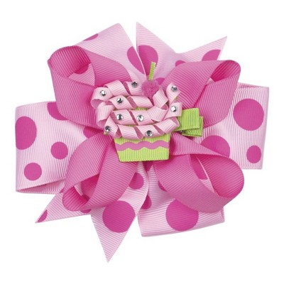 Bearington Baby Cupcake 3 in 1 Girl's Birthday Outfit Hair Bow, Pink