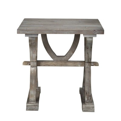 Elegant Farmhouse Colette Side Table in White Wash Reclaimed Wood