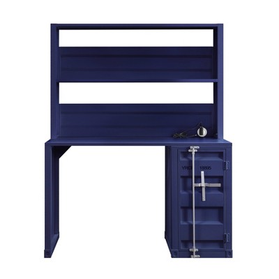 Industrial Blue 47" Cargo Desk with Hutch and Power Outlet