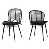 bali & pari Brenna Modern Bohemian Greywashed Rattan and Metal Dining Chair Set - image 2 of 4