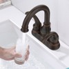Cobbe Oil Rubbed Bronze Bathroom Faucet 2-Handle with 360 Degree Rotating Spout, 4-inch Centerset Vanity Sink with Pop-Up Drain and Supply Hoses - 4 of 4