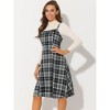 INSPIRE CHIC Women's Plaid Sleeveless Tie Back A-Line Overall Pinafore Dresses - 2 of 4