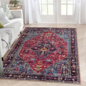 Lahome Boho Traditional 5'x7' Area Rugs Ultra-Thin Soft Washable Rugs for Living Room Non-Shed Print Indoor Carpet for Bedroom Playroom Nursery - 1 of 4