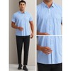 INSPIRE CHIC Men's Cotton Short Sleeve Formal Button Down Regular Fit Plaid Dress Shirts - 4 of 4