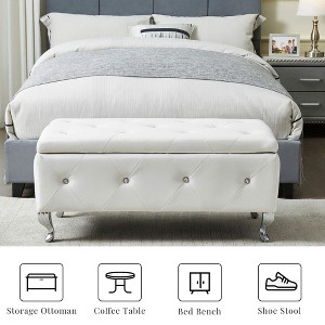 CAVINAS Bed Bench with Storage, Bed Storage Bench with Cushions, Entryway Bench with Crystal Buttons for Bedroom, Entrance - 1 of 4