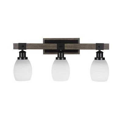 Toltec Lighting Tacoma 3 - Light Vanity in  Black/Painted Wood with 5" White Linen  Shade