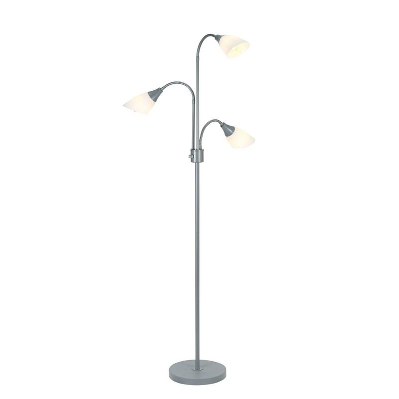 70.25&#34; 3-Light Floor Lamp with White Shades Silver - Cresswell Lighting, 3 of 8