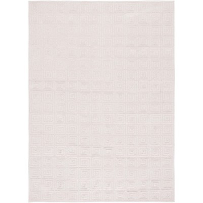 Ivory Hand-knotted Rectangular Synthetic Rug, 58x16