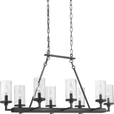 Progress Lighting Gresham 8-Light Chandelier, Graphite Finish, Seeded Glass Shades