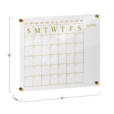Clear Gold Acrylic Monthly Wall Calendar with Notes