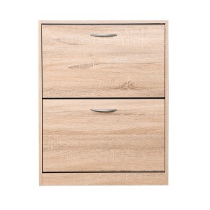 TIRAMISUBEST Natural Wood Shoe Cabinet - 2 Flip-Door Storage for Entryway, Farmhouse Style (20.9"x9.4"x43.1") - 1 of 4