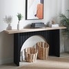 HDZNVF Modern Minimalist Console Table with Black Arch Base and Natural Wood Top - 2 of 4