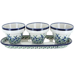 Blue Rose Polish Pottery 928-659 Zaklady Flower Pots with Tray - 1 of 1