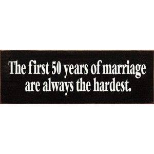Slickblue Marriage Humor Wood Sign, 3.5x10 Solid Pine, Routed Slot & Shelf Edges, Multiple Colors - 1 of 3
