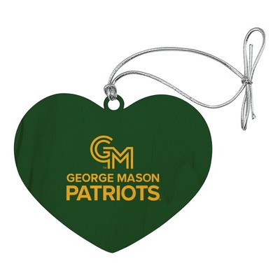 George Mason University Primary Logo Heart Love Wood Christmas Tree Holiday Ornament