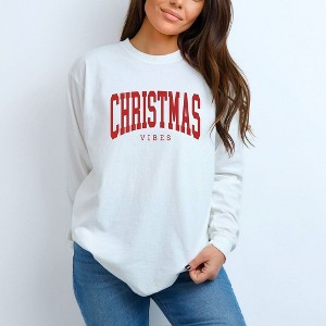 Simply Sage Market Women's Christmas Vibes Varsity Long Sleeve Garment Dyed Tee - 1 of 4