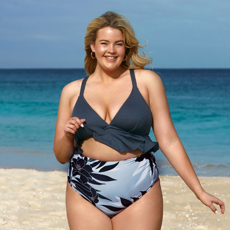 Women's Plus Size Flowy Ruffle Tankini Set Swimsuit - Cupshe, 3 of 7