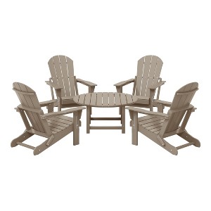 WestinTrends Malibu 5-Piece HDPE Folding Adirondack Chair Outdoor Patio Conversation Set - 1 of 4