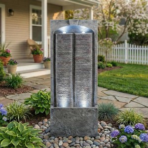 GDFStudio Clarke Cascading Outdoor Resin Water Fountain with LED