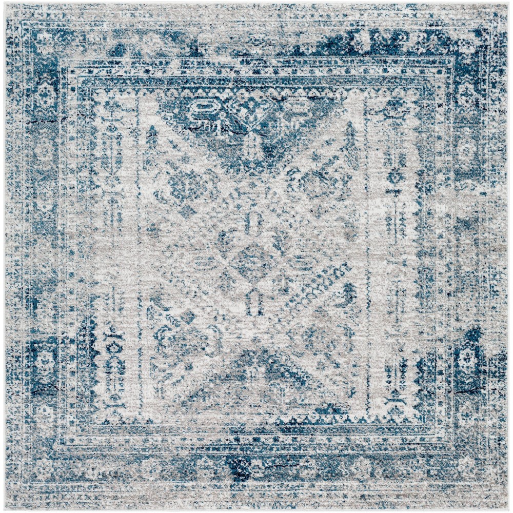 Livabliss 6'7" Square Melissa Traditional Rugs Blue: Medium Pile, Stain & Fade-Resistant, Indoor Use, 100% Polypropylene