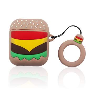 Insten Cute Case Compatible with AirPods 1 & 2 - Hamburger Cartoon Silicone Cover with Ring Strap