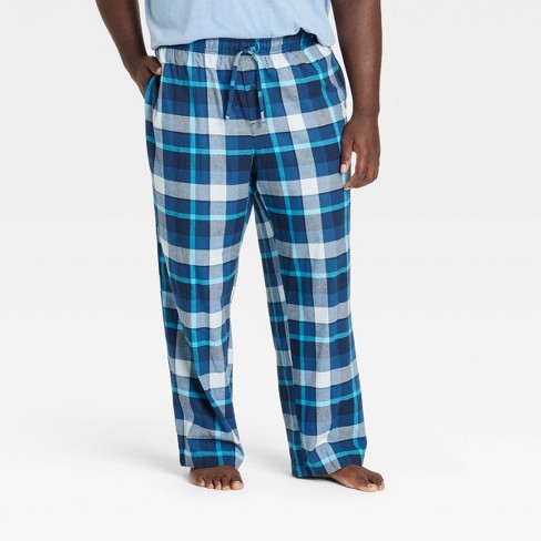 Men s Big Tall Plaid Flannel Pajama Pants Goodfellow Co Blue Xxlt Target