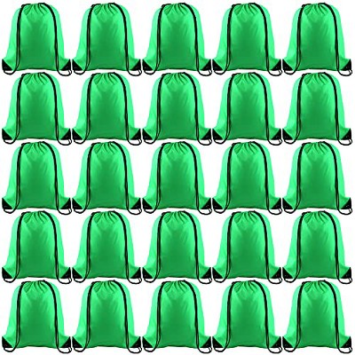 Generic  25Pcs Green Drawstring Backpack Bulk Drawstring Bags String