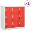 vidaXL Steel Locker Cabinets, Set of 2 - Modern Design Locker Storage with 9 compartments, Ideal for School or Office - Gray and Red - 2 of 4