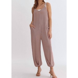 Women's Ribbed Oversized Jumpsuit - entro - 1 of 4