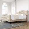 Homhougo Queen Size Velvet Platform Bed Frame w/Headboard and Footboard Upholstered Bed Frames Beige - 4 of 4