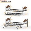 Bedroom Daybed with Trundle, Twin Bed Frame w/ Sturdy Metal Foldable Trundle Bed, Trundle Bed Twin w/Stylish Headboard - 3 of 4