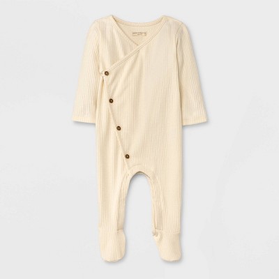 Grayson Collective Baby Pointelle Long Sleeve Bodysuit - Cream 3-6M