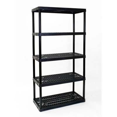 Gracious Living 72 Inch 5 Shelf Heavy Duty Light Weight Garage or Indoor Storage Unit Holds up to 150 Pounds with Easy Assembly (1 Pack), Black