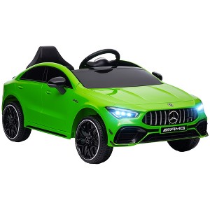 Qaba Mercedes-Benz AMG CLA 45 Licensed 12V Kids Ride on Car, Kids Electric Car with Remote Control, Suspension, LED Lights, Music Horn, Green - 1 of 4